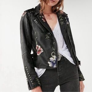 BlankNYC embroidered floral leather jacket - size small